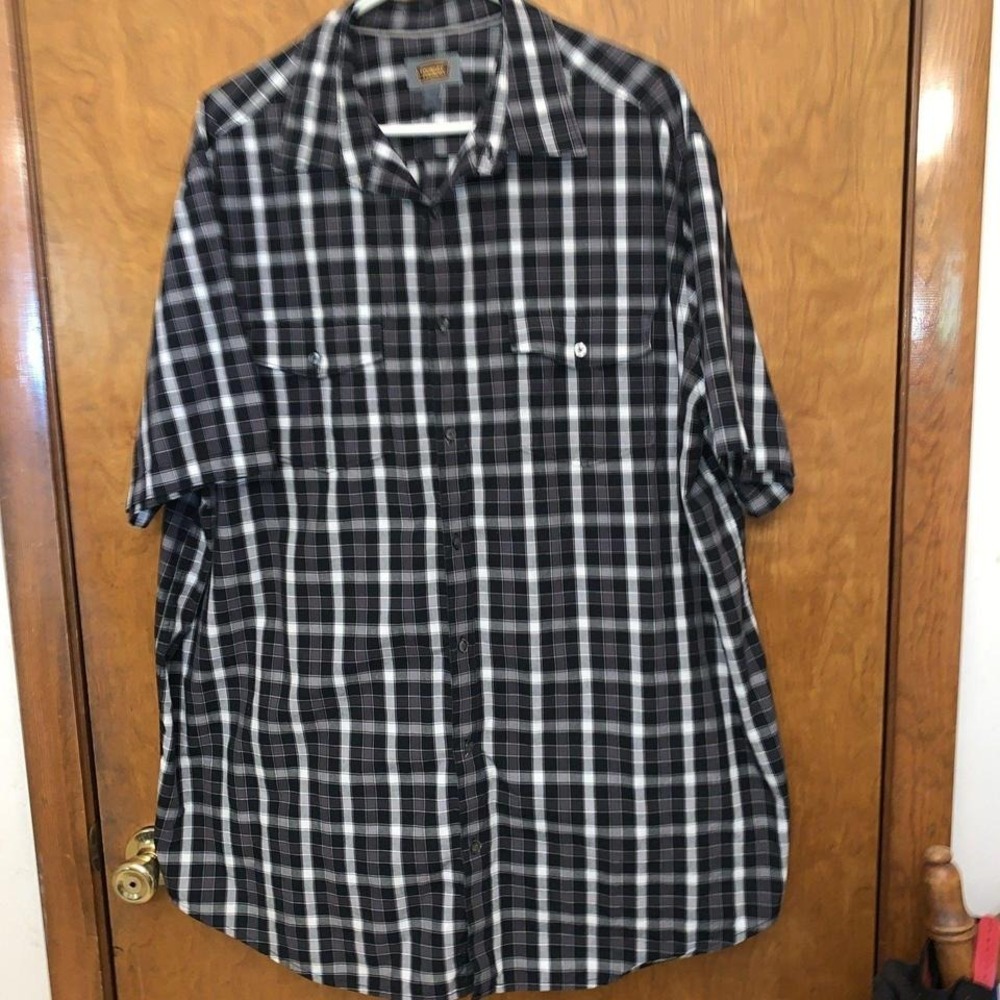Foundry mens Button Down Short Sleeve Shirt Sz 2XL Black Plaid